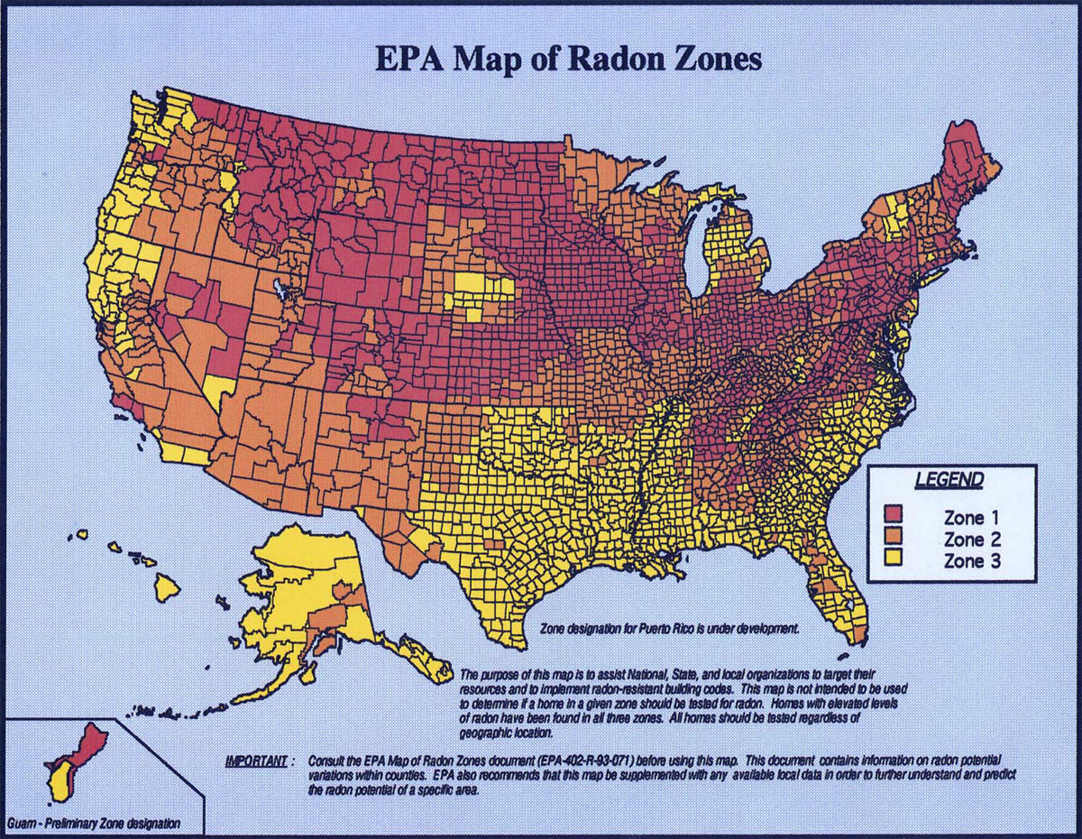 EPA Radon USA Map