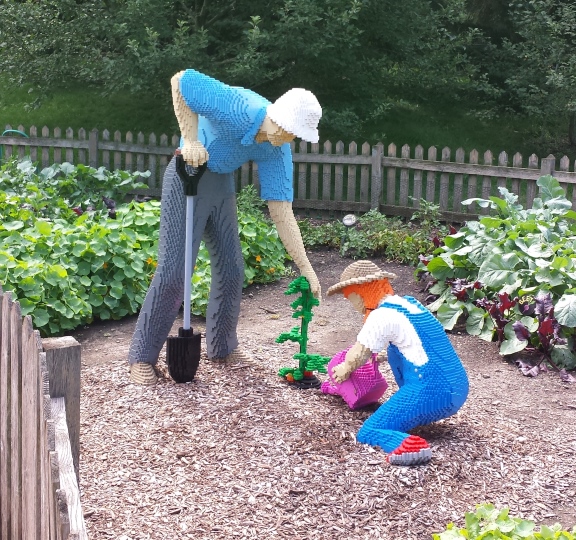 Grandfather & Daughter tending the garden - 46940 blocks // 535 Hours